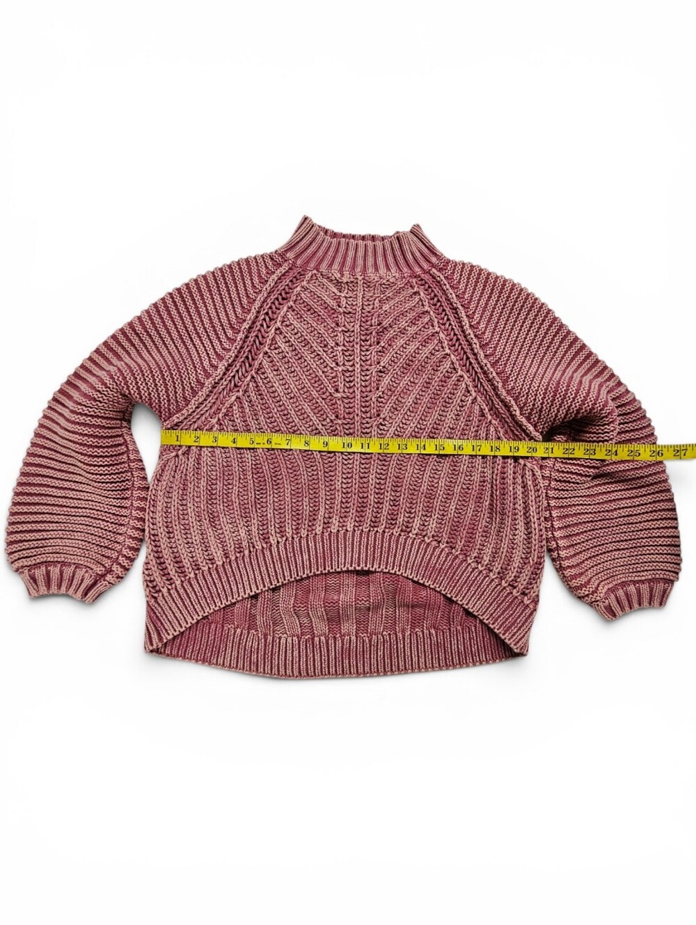 Free People Sweetheart Cable Knit Turtleneck Sweater In Rouge Combo Size Large - Picture 9 of 10